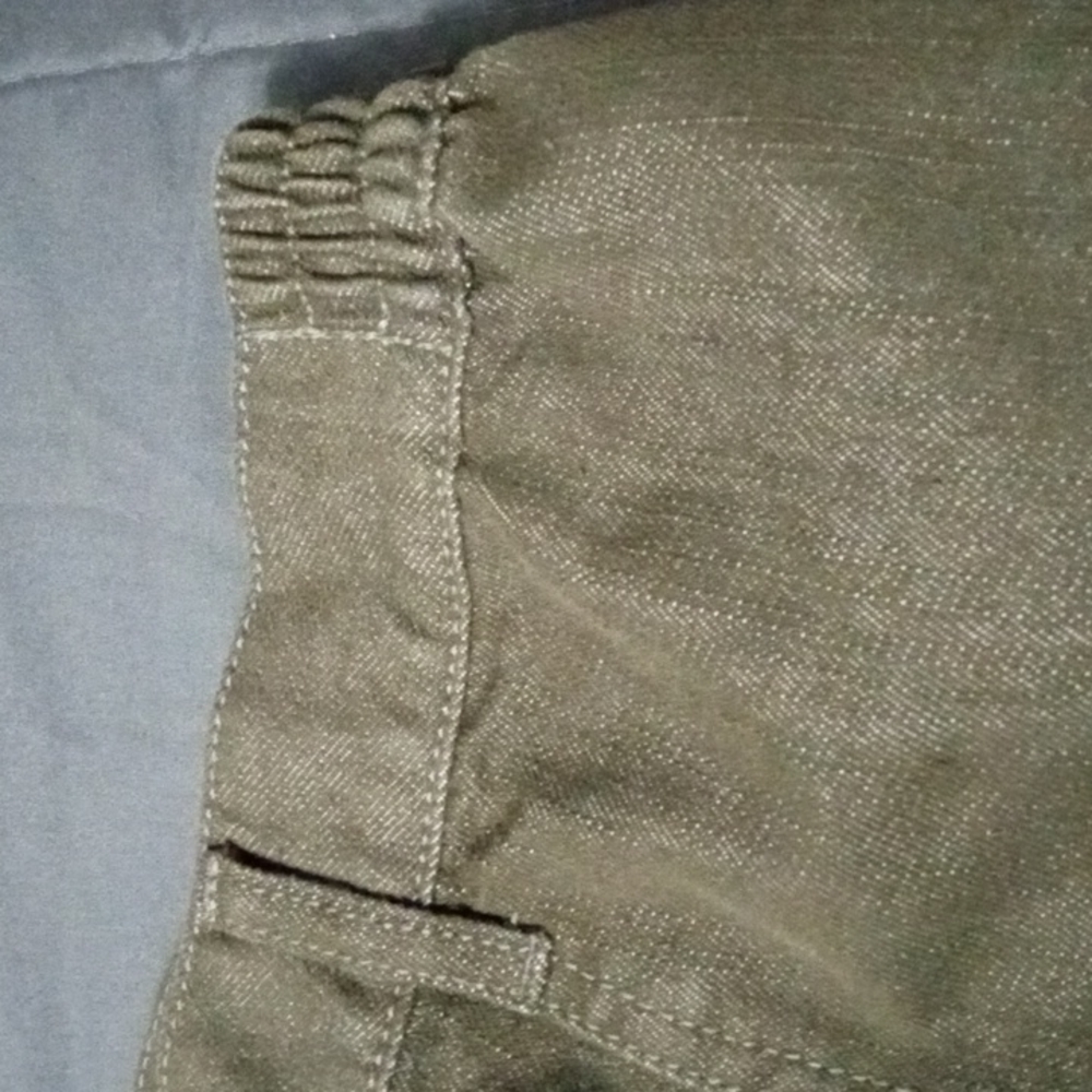 Roaman's Army Green Long Modest Denim Skirt Side Elastic on Waist No Slits 28 W - Picture 4 of 12